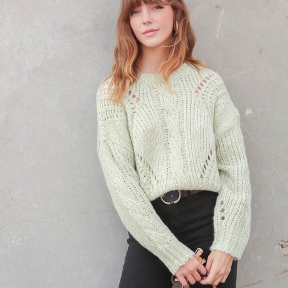 NWT Long Sleeve Cable Knit Lurex Detail Sweater - Picture 2 of 9